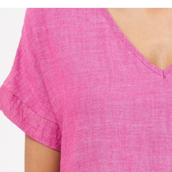 Abel The Label Size L pink linen/cotton v neck shift dress - Picture 3 of 8
